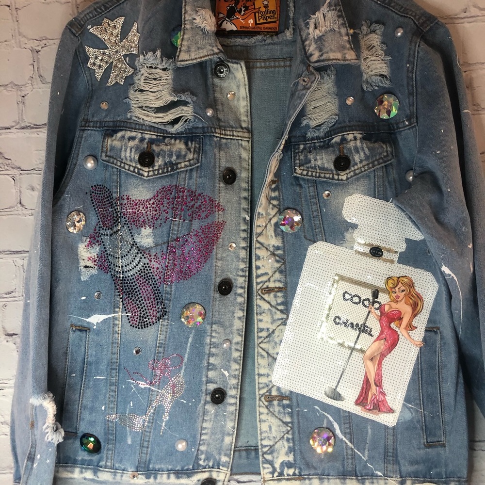 Handmade one of a kind oversize bedazzled jacket